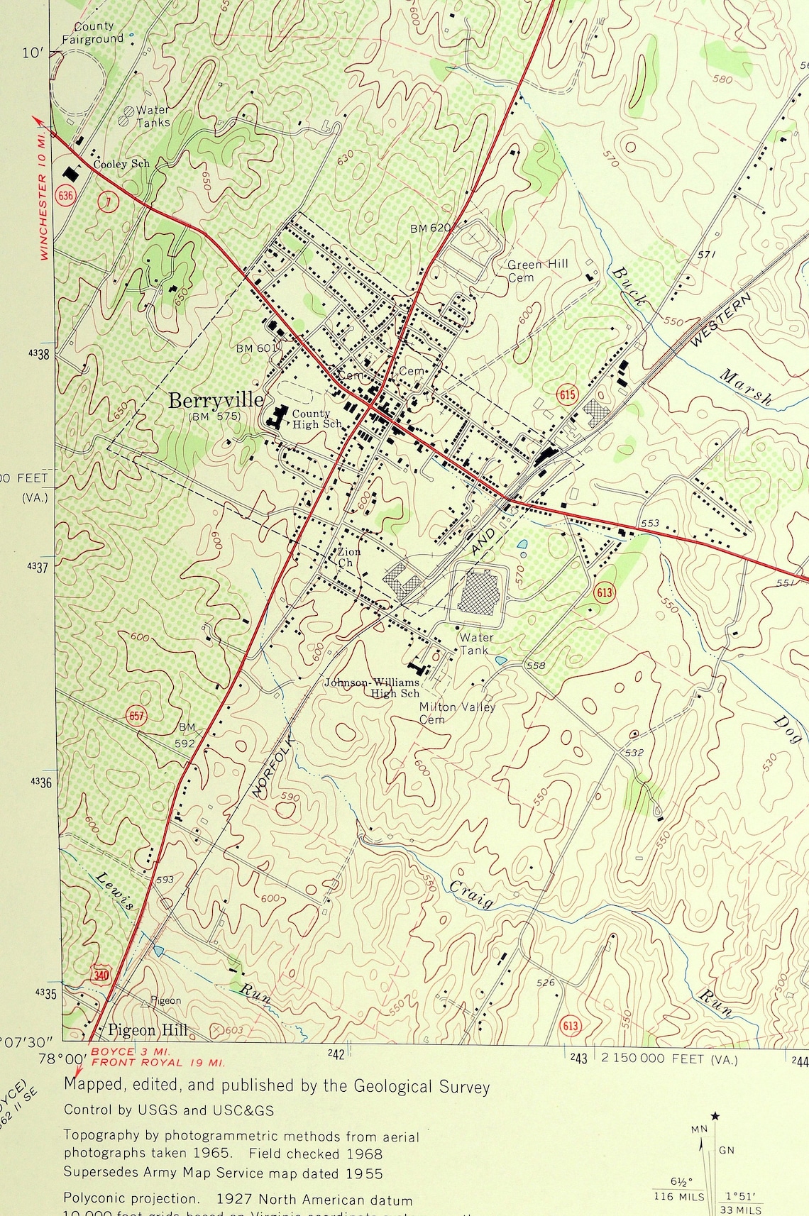 Berryville Map of Franklintown Virginia Print Wall Decor LARGE Etsy