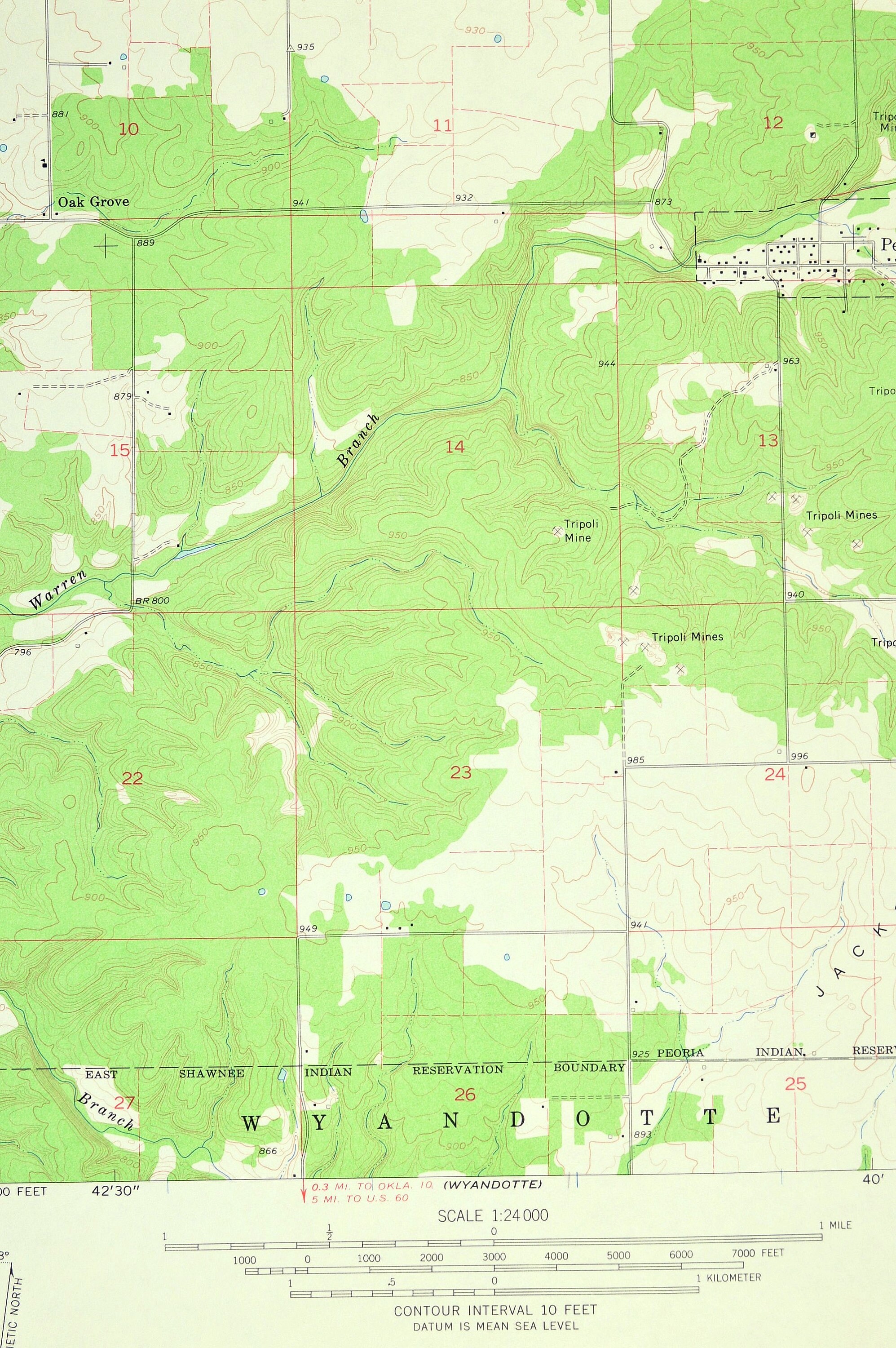 Peoria Map of Quapaw Indian Reservation Oklahoma Wall Art Etsy