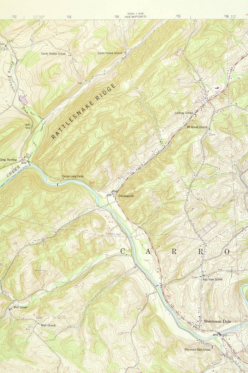 Shermans Dale Map of Carlisle Springs Pennsylvania Art Print Etsy