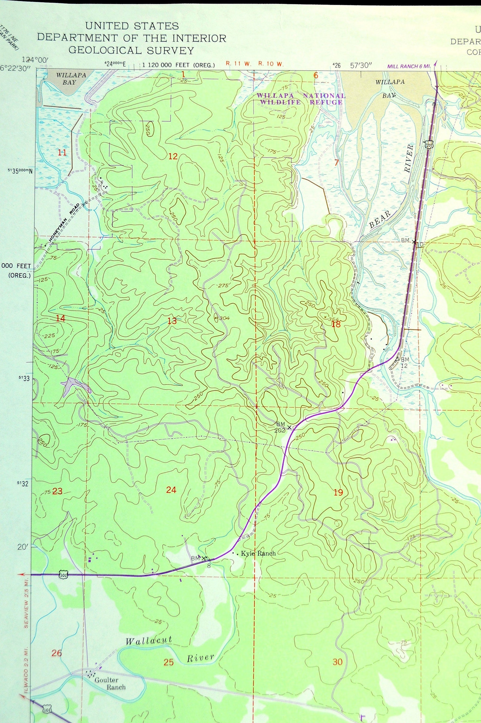 Chinook Washington Map of Willapa National Wildlife Refuge Etsy