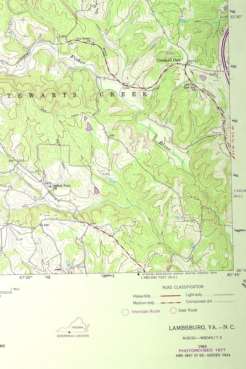 Lambsburg Virginia Map of Lowgap North Carolina Art Print Wall Etsy