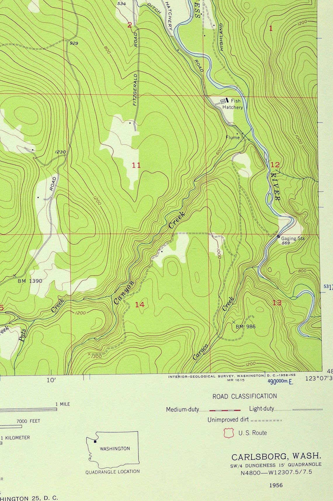 Map of Lost Mountain Washington Print Wall Decor Art Etsy