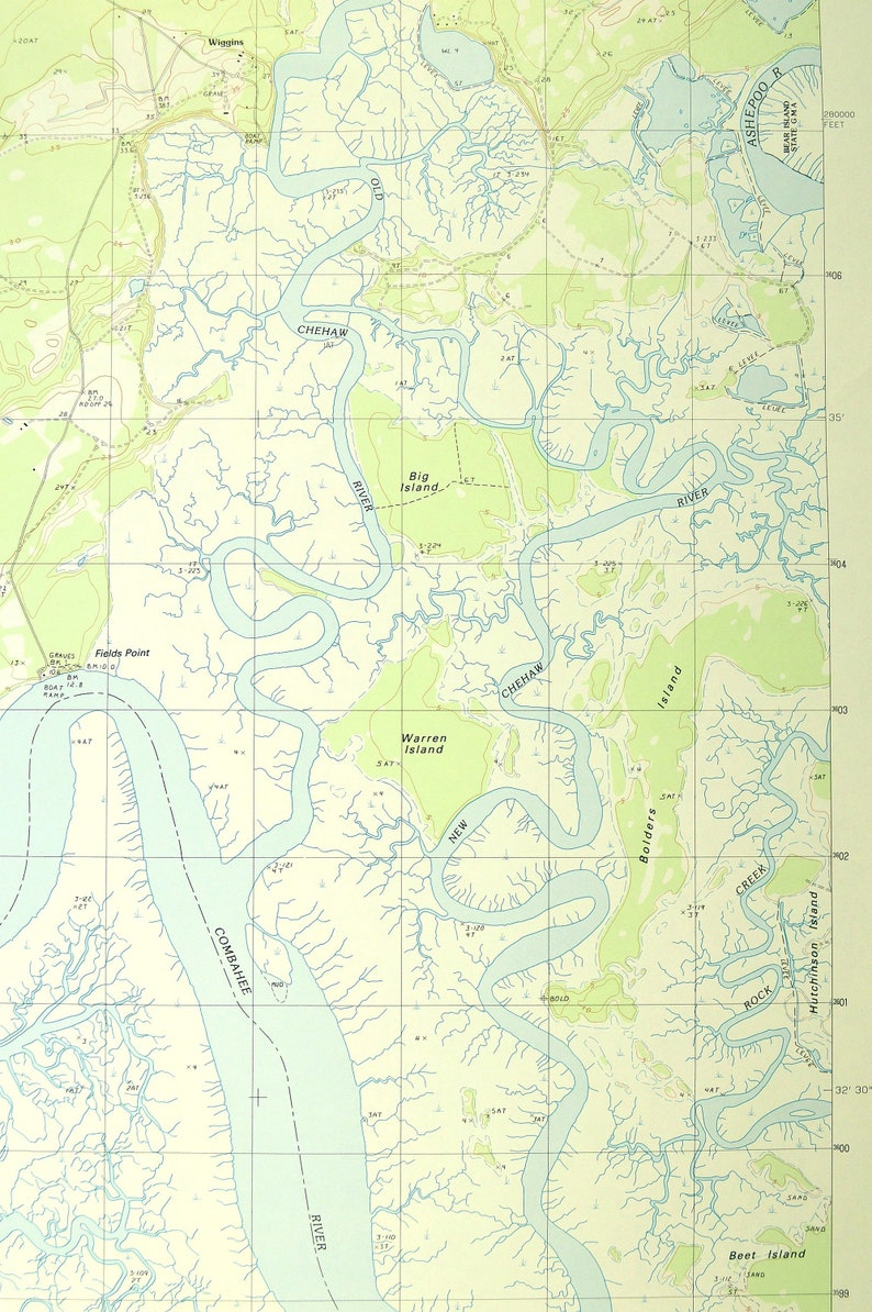 Wiggins Map of Chisolm South Carolina Wall Art LARGE Etsy