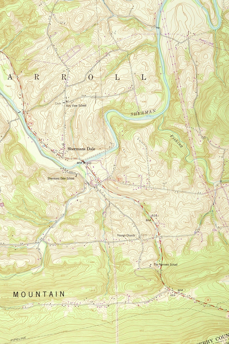 Shermans Dale Map of Carlisle Springs Pennsylvania Art Print Etsy