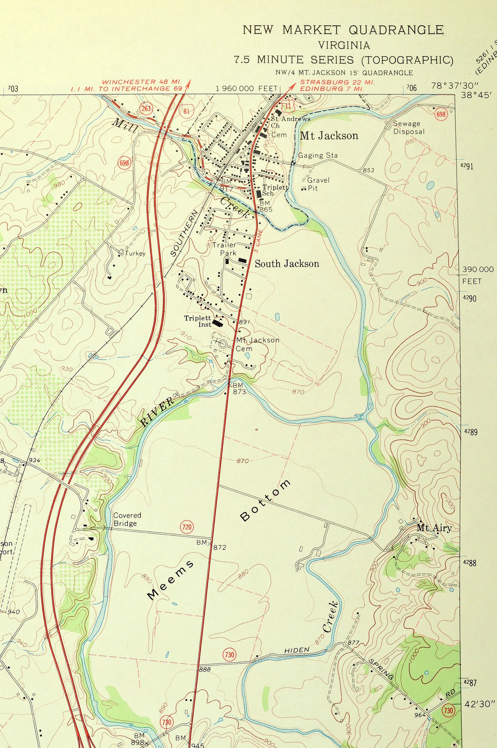 New Market Map of Mt Jackson Virginia Art Print Wall Decor Etsy