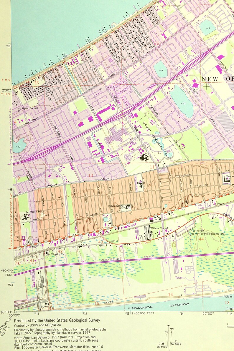 Little Woods Map of New Orleans Louisiana Art Print Wall Decor Etsy