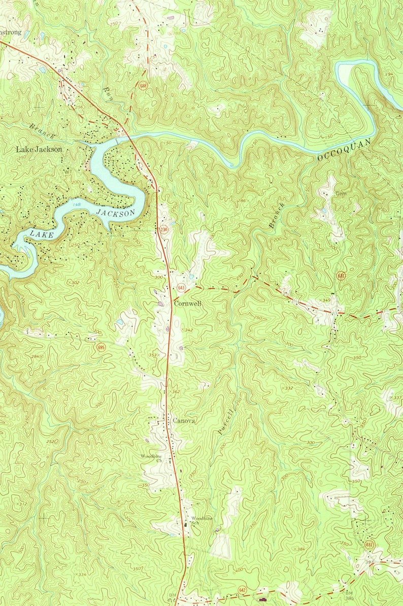 Independent Hill Map of Lake Jackson Virginia Art Print Wall Etsy