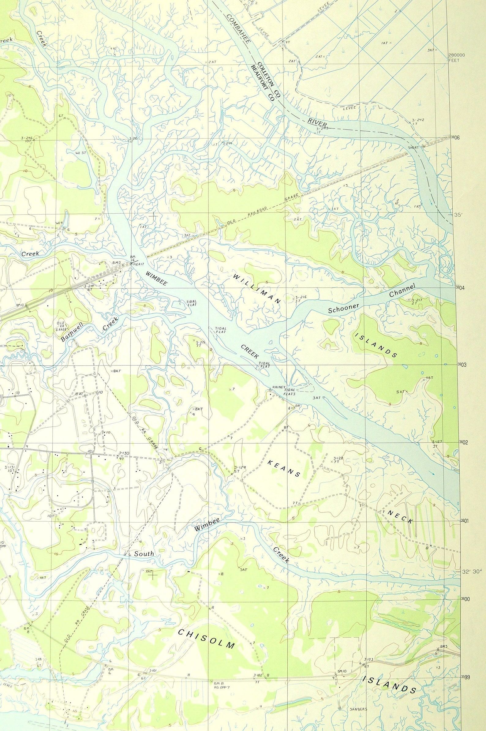 Dale Map of Lobeco South Carolina Wall Art LARGE Topographic Etsy