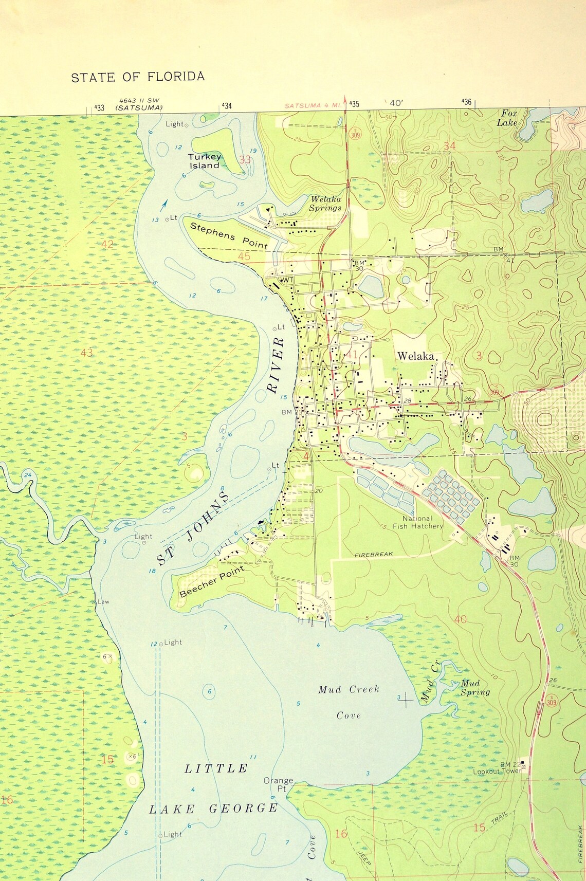 Welaka Map of Fruitland Florida Wall Decor Art LARGE Etsy Nederland