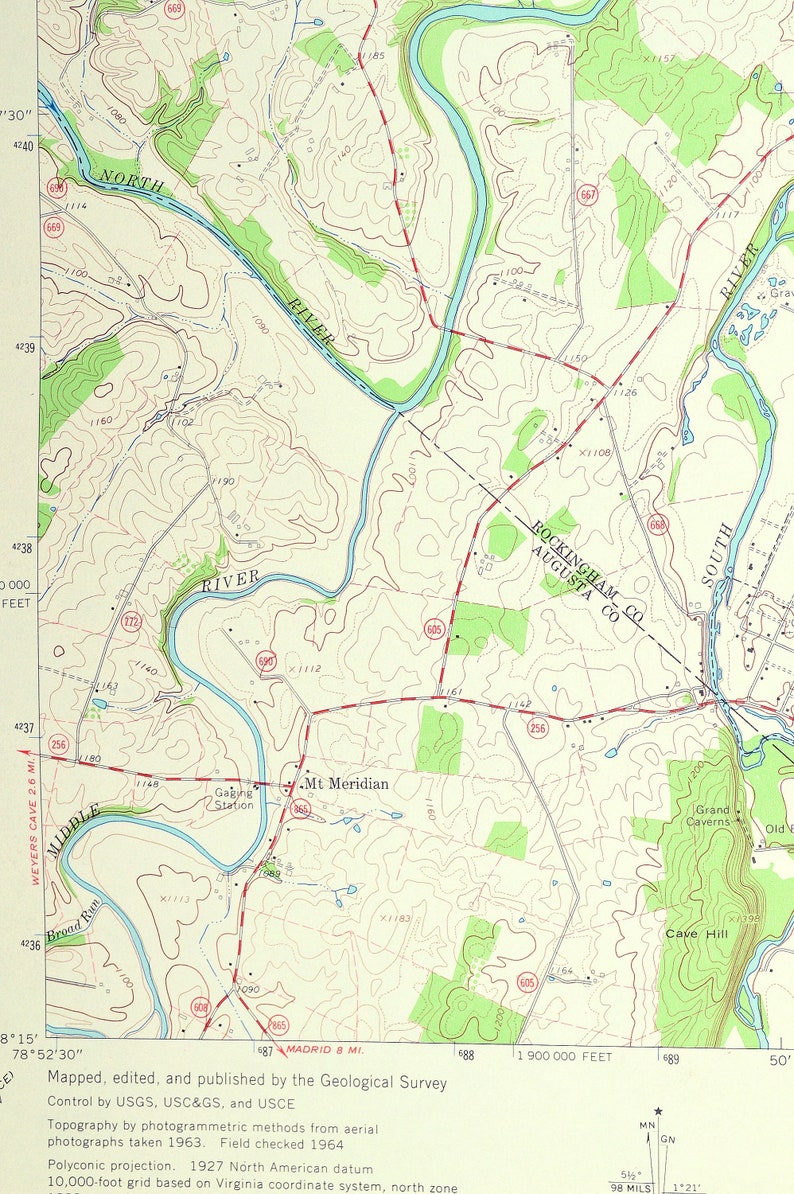 Grottoes Map of Port Republic Virginia Wall Art Decor LARGE Etsy