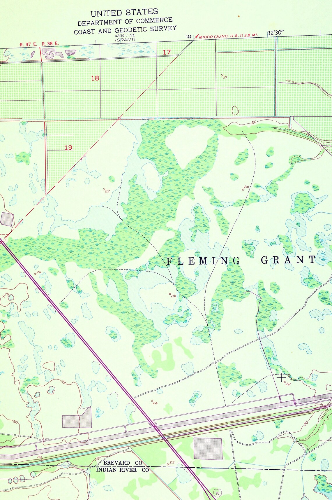 Fellsmere Map of Indian River County Florida Print Wall Decor Etsy