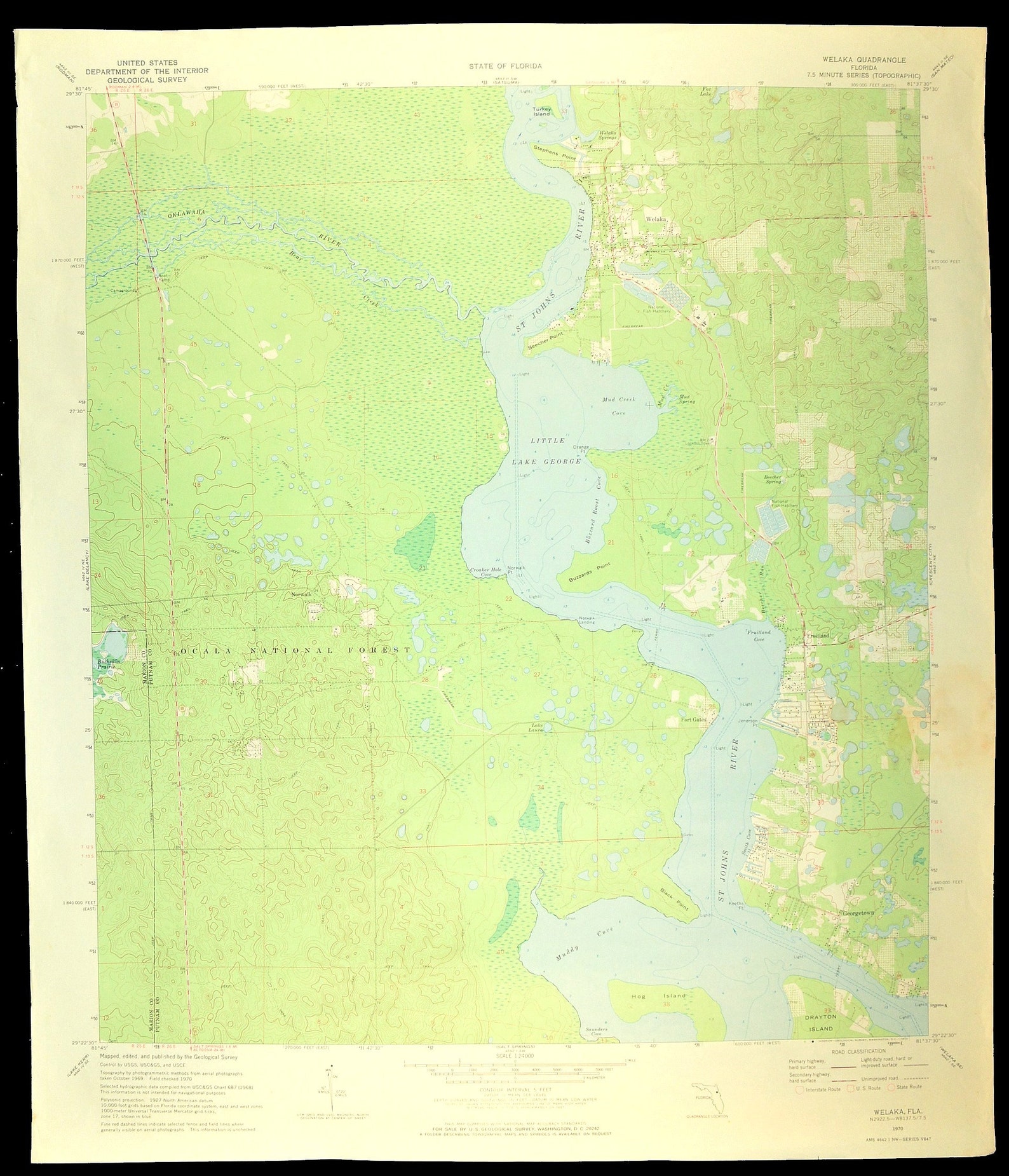 Welaka Map of Fruitland Florida Wall Decor Art LARGE Etsy