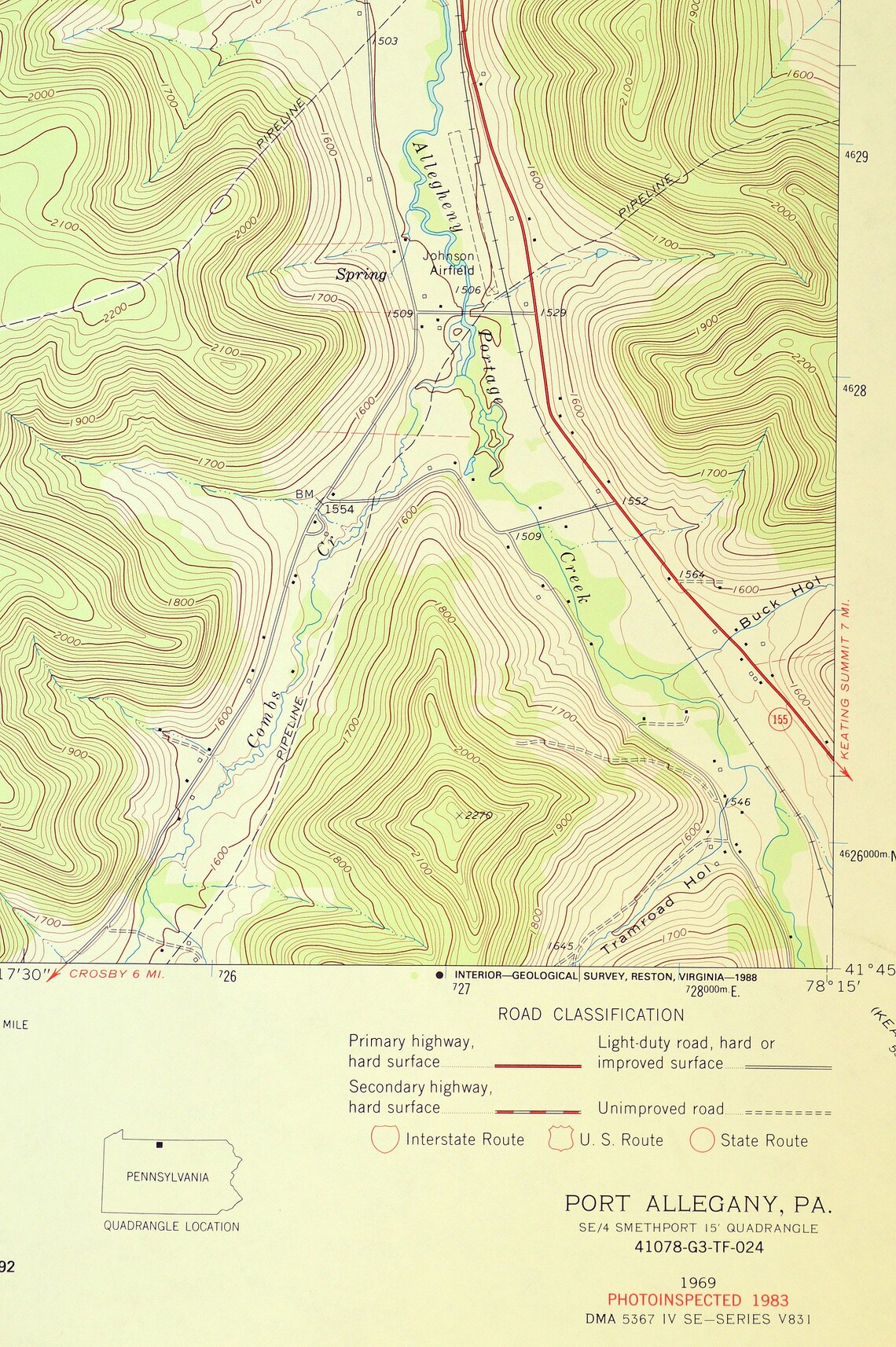 Port Allegany Map of McKean County Pennsylvania Art Print Wall Etsy