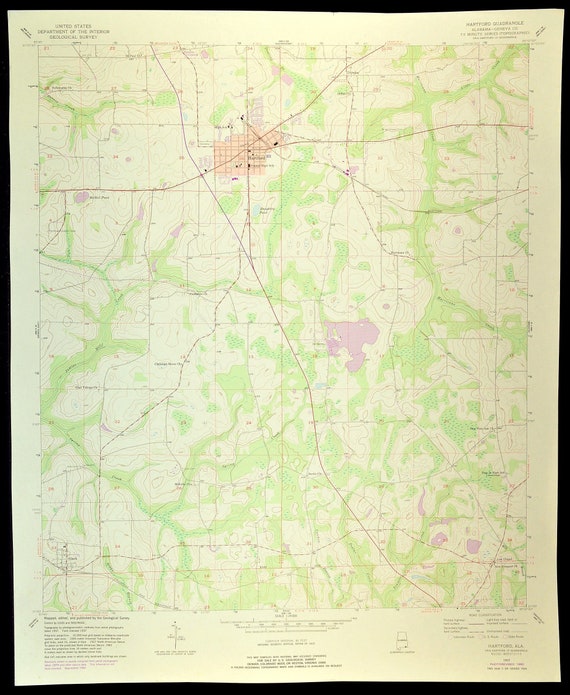 Hartford Map of Black Alabama Art Print Wall Decor LARGE Etsy