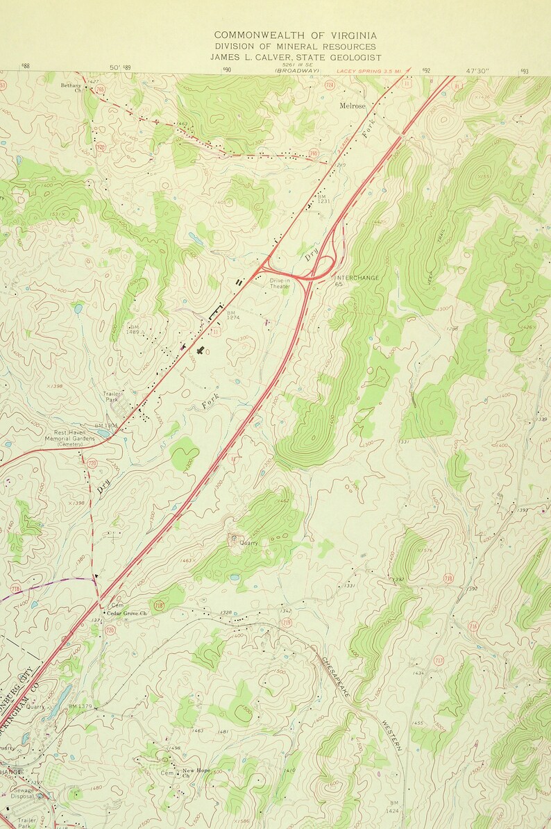 Harrisonburg Map of Keezletown Virginia Art Print Wall Decor Etsy