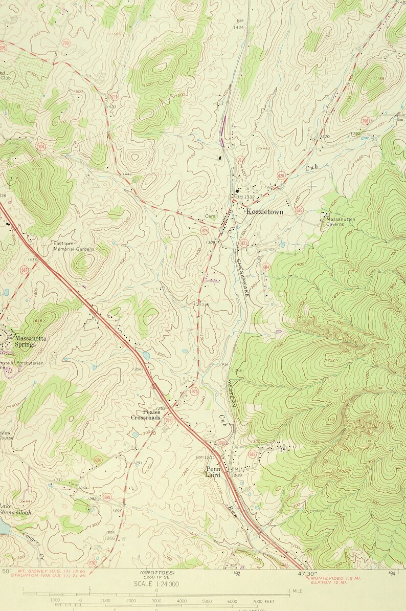 Harrisonburg Map of Keezletown Virginia Art Print Wall Decor Etsy