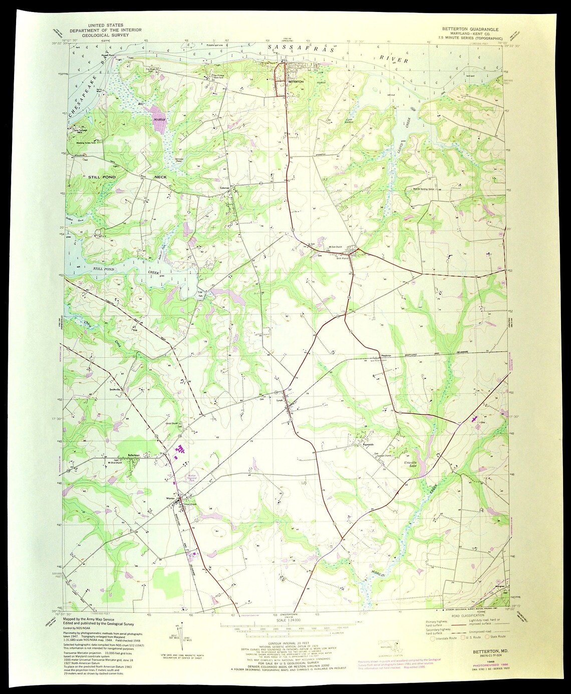 Betterton Map of Still Pond Maryland Art Print Wall Decor Etsy