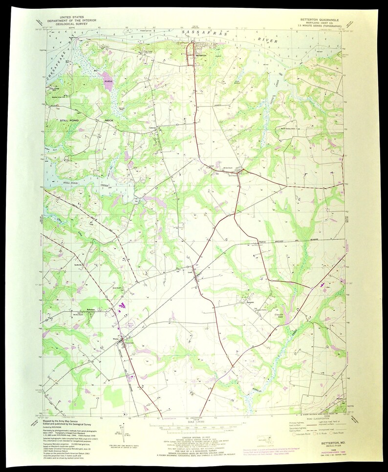 Betterton Map of Still Pond Maryland Art Print Wall Decor Etsy