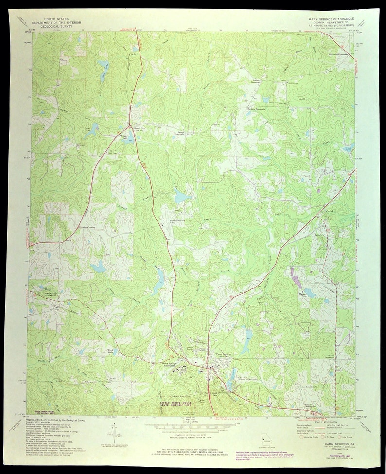 Warm Springs Map of Roosevelt's Little White House Etsy