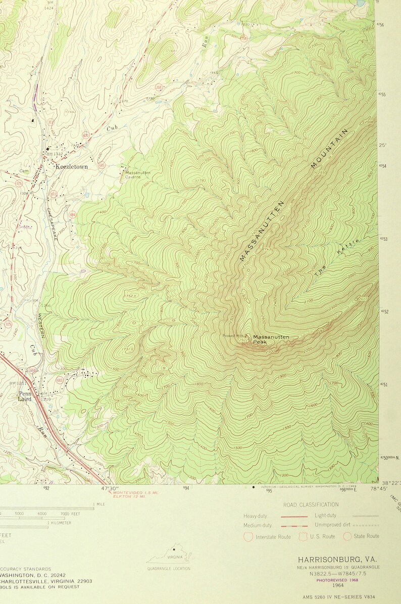 Harrisonburg Map of Keezletown Virginia Art Print Wall Decor Etsy