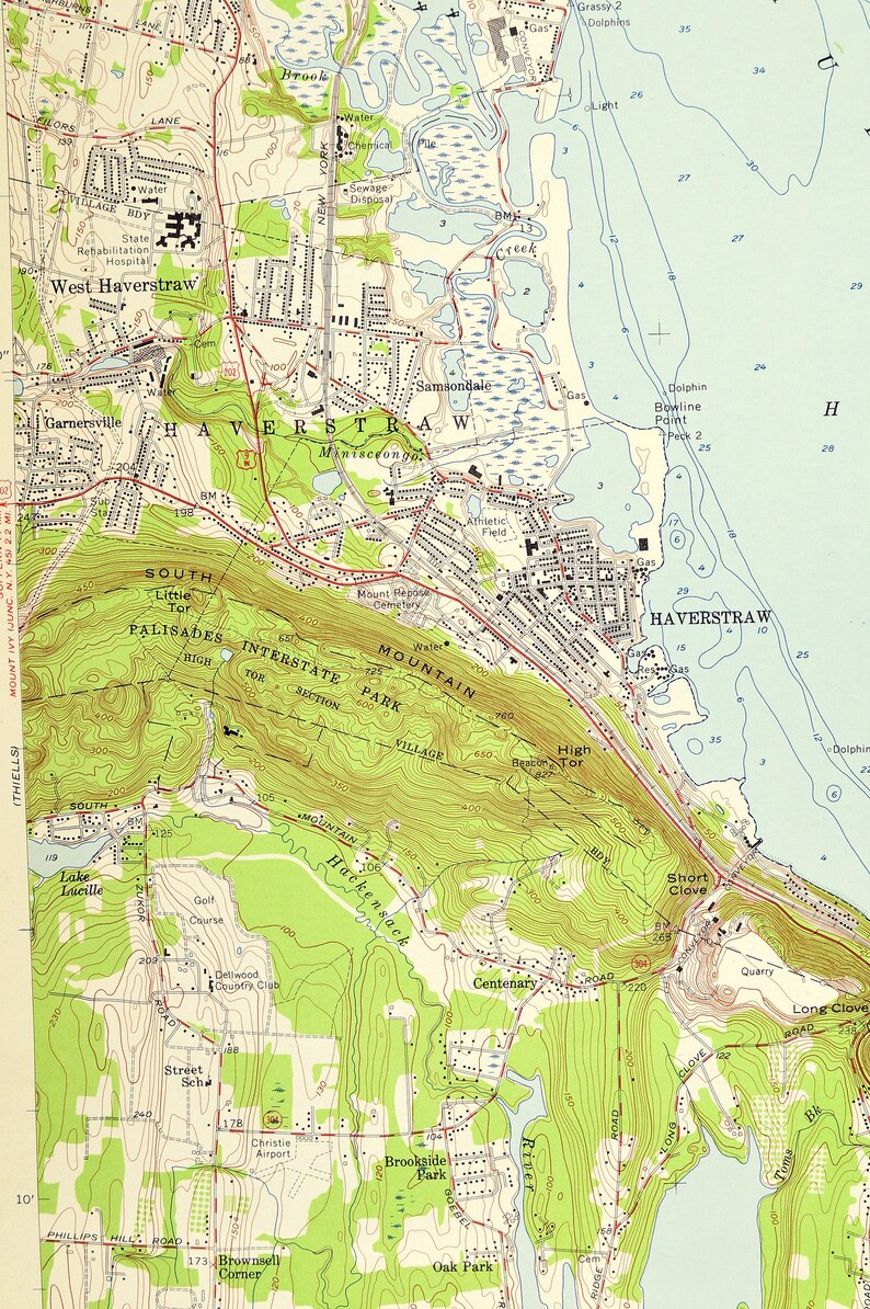 Haverstraw Map of Stony Point Bay New York LARGE Topographic Etsy