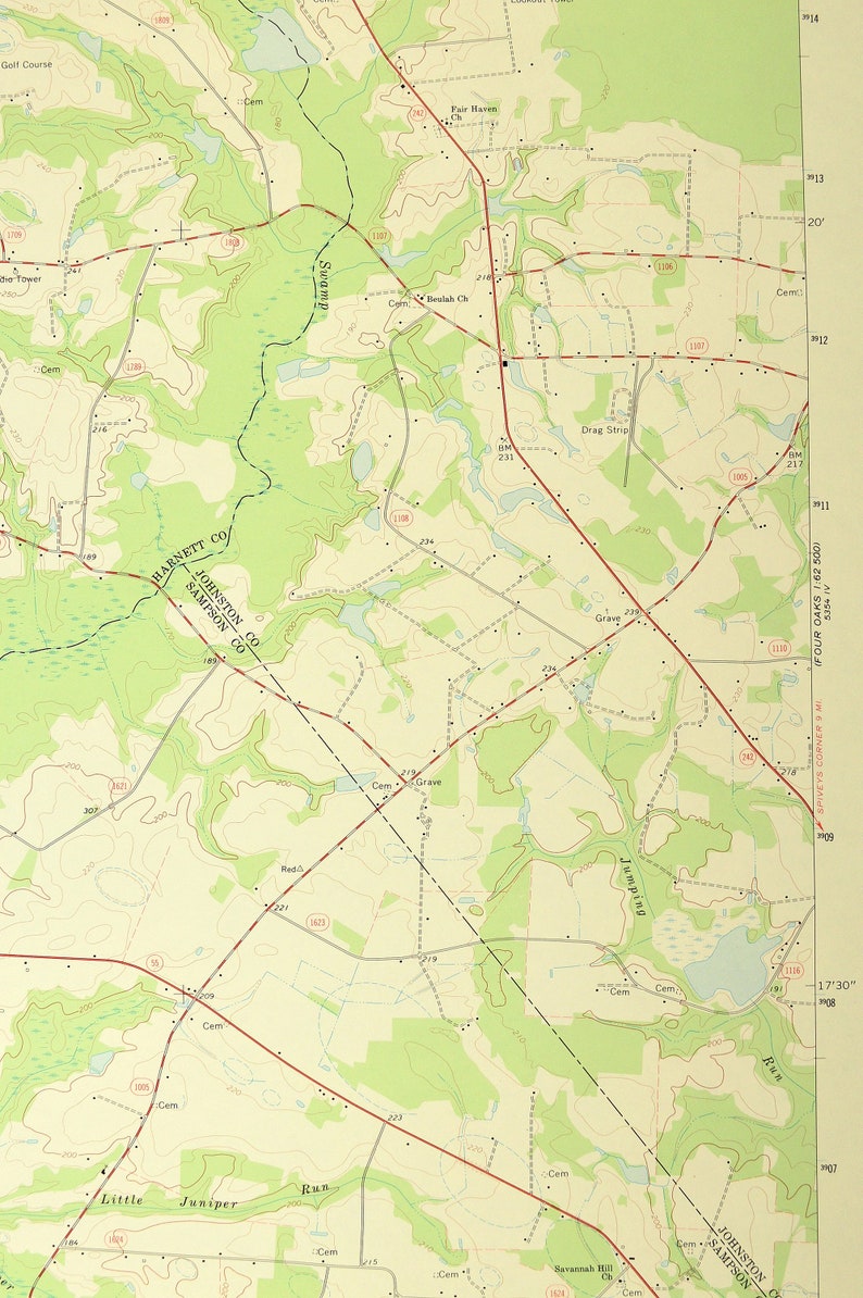 Dunn Map of Benson North Carolina LARGE Topographic USGS Etsy