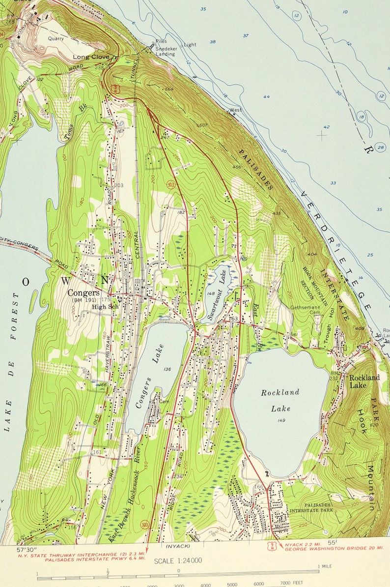 Haverstraw Map of Stony Point Bay New York LARGE Topographic Etsy