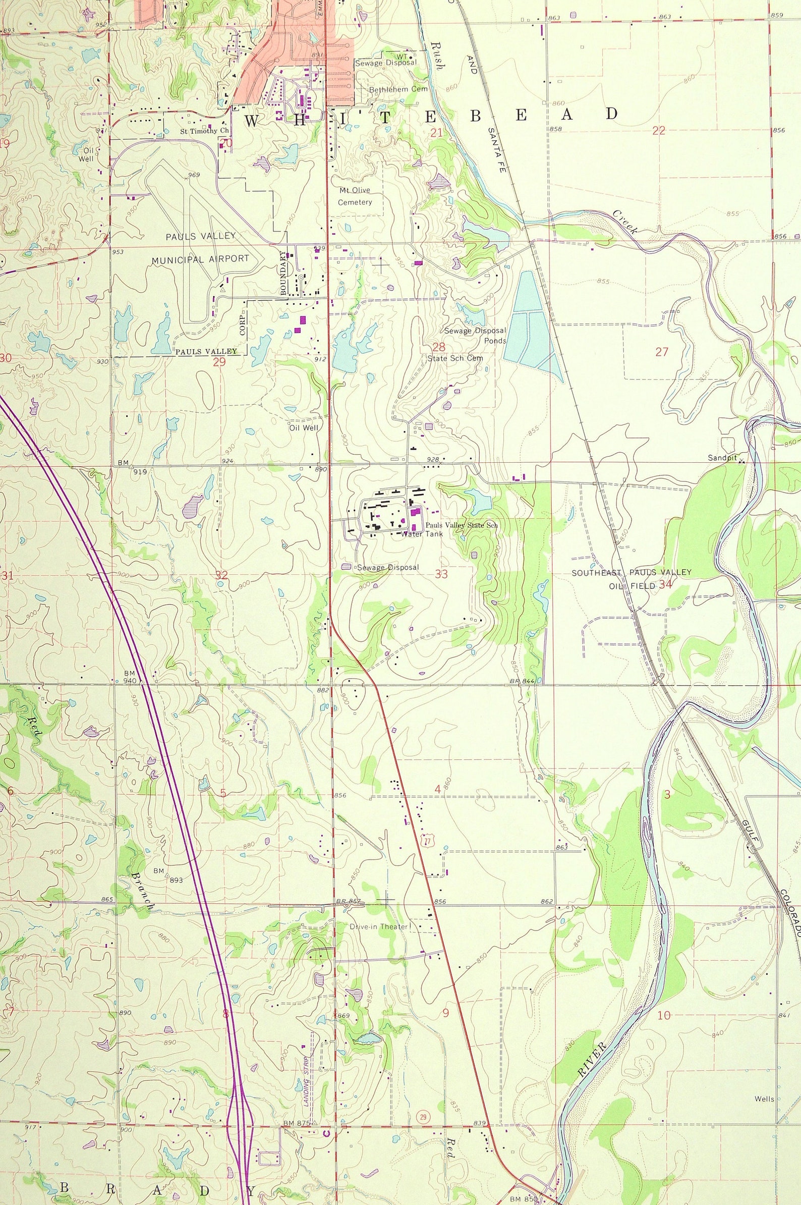 Pauls Valley Map of Wynnewood Oklahoma Art Print Wall Decor Etsy