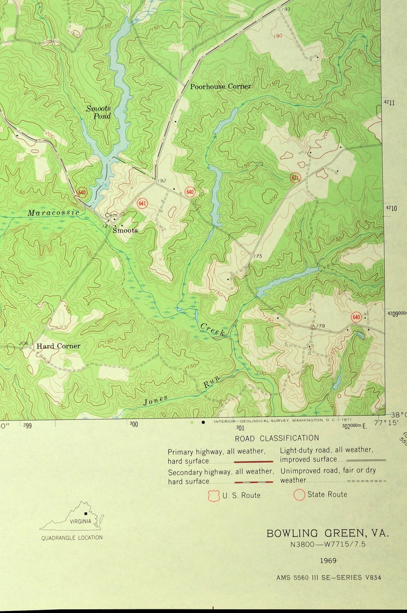 Bowling Green Map of Fort AP Hill Military Reservation Etsy