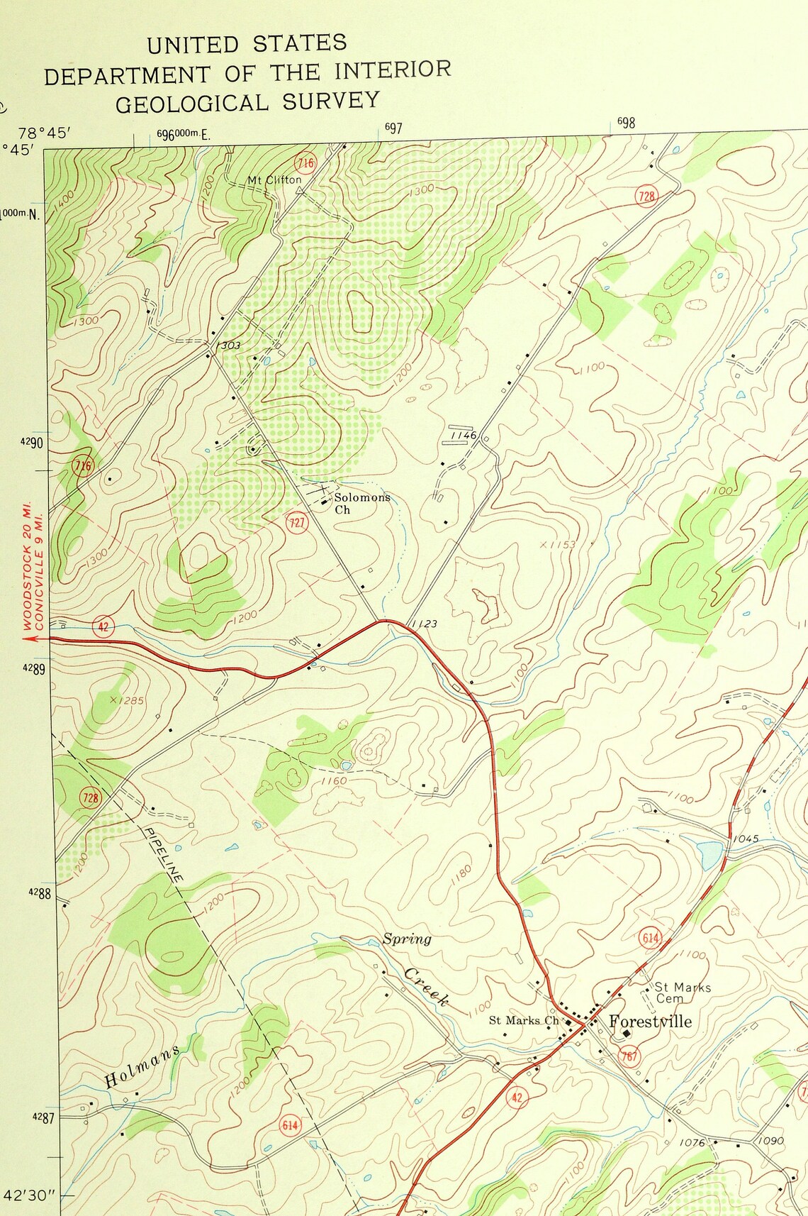 New Market Map of Mt Jackson Virginia Art Print Wall Decor Etsy