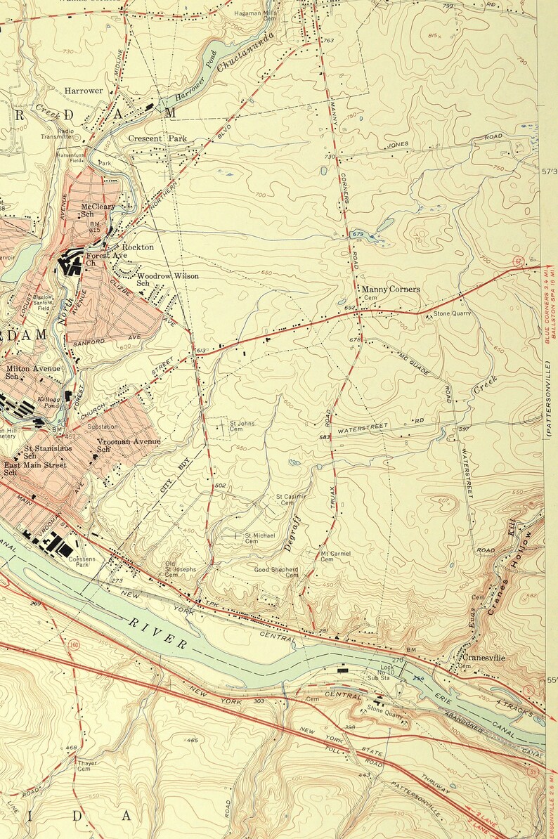 Amsterdam Map of Hagaman New York Art Print Wall Decor LARGE Etsy