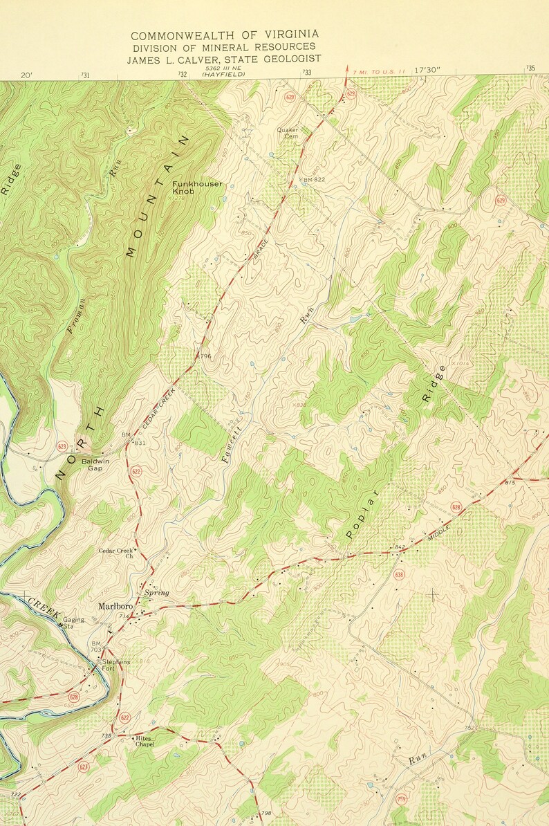 Middletown Map of Marlboro Virginia Art Print Wall Decor LARGE Etsy