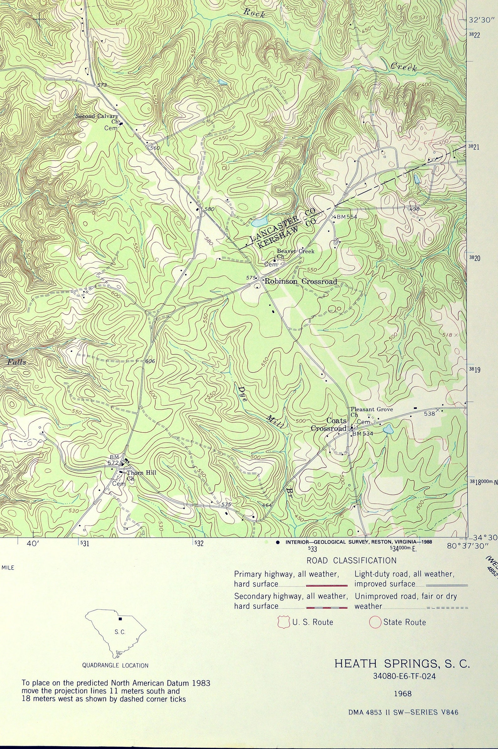 Heath Springs Map of Pleasant Hill South Carolina Wall Decor Etsy