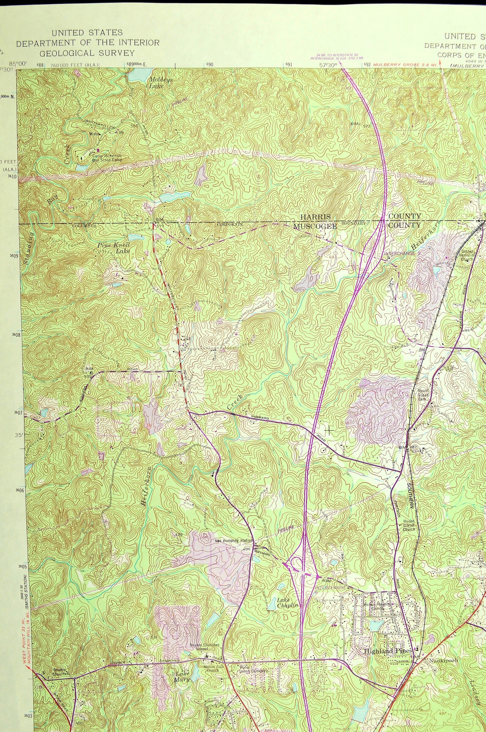Fortson Map of Columbus LARGE Topographic Survey Etsy