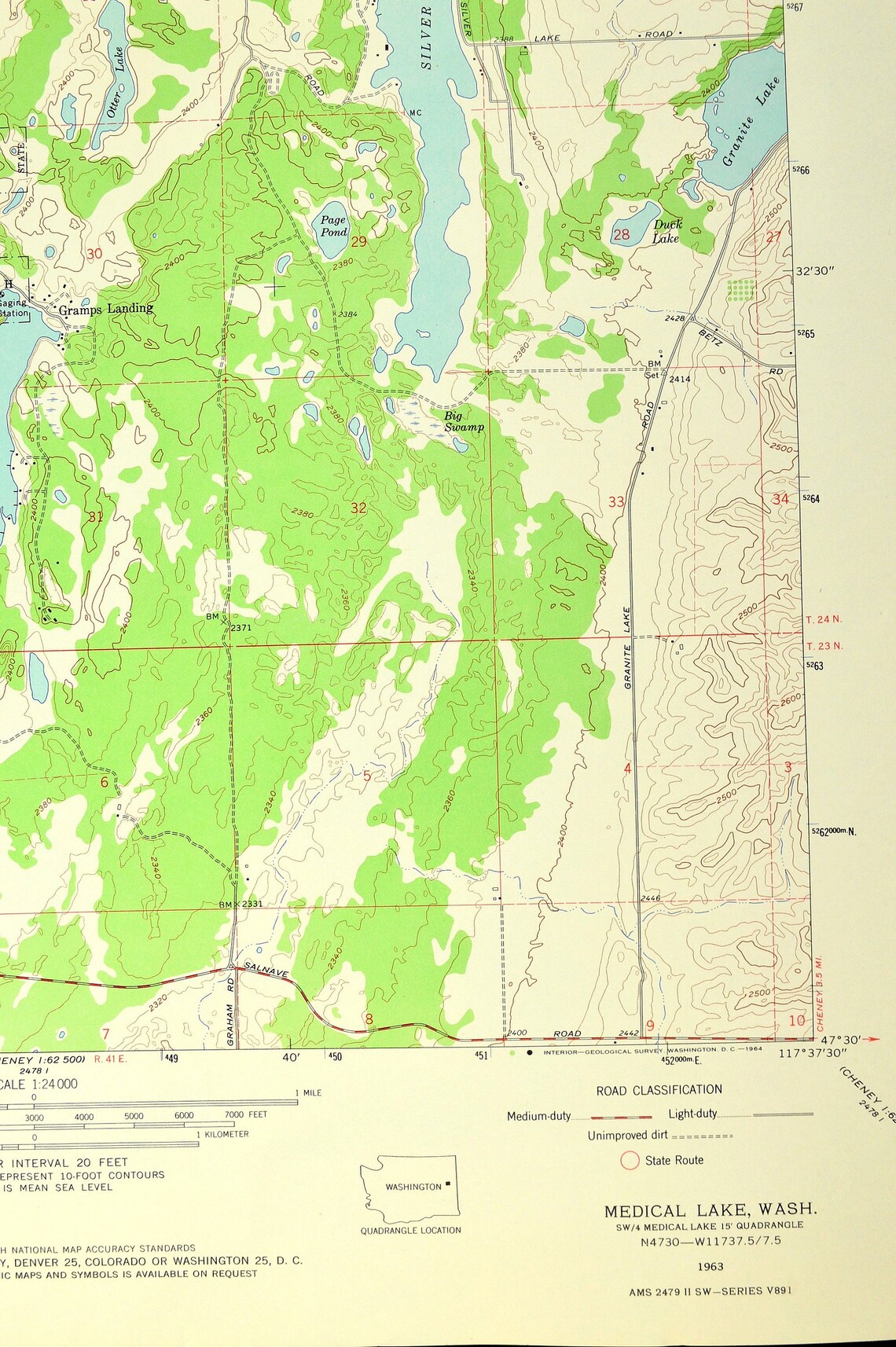 Medical Lake Map of Lakeland Village Washington Print Wall Etsy