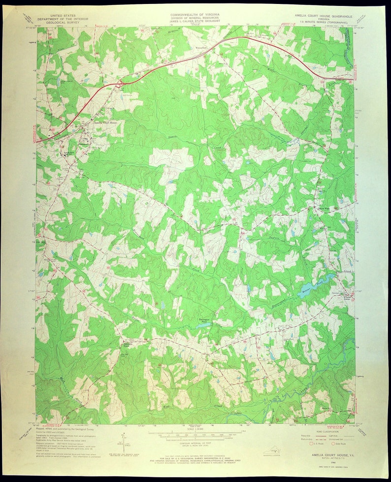 Amelia Court House Map of Scotts Fork Virginia Wall Decor Etsy