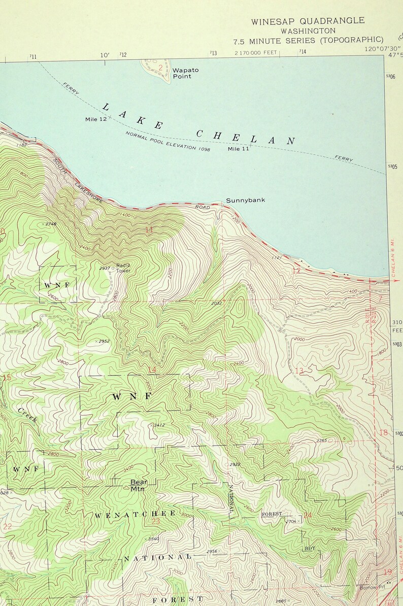 Winesap Map of Wenatchee National Forest Washington Wall Art Etsy
