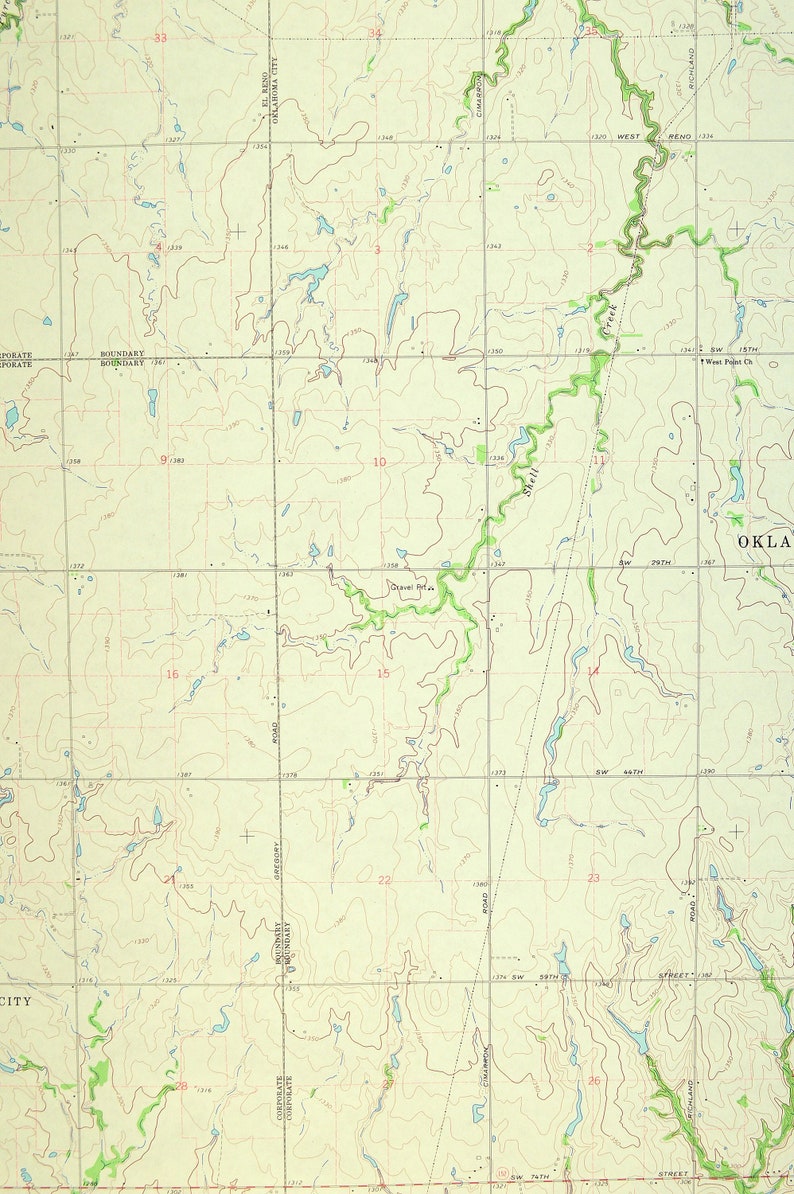 Canadian County Oklahoma Map of Minco Print Wall Art Decor Etsy