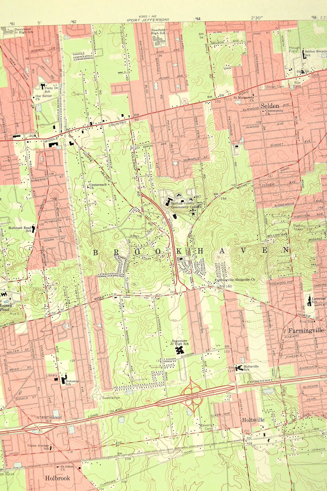 Patchogue Map of Holbrook New York LARGE Topographic Survey Etsy
