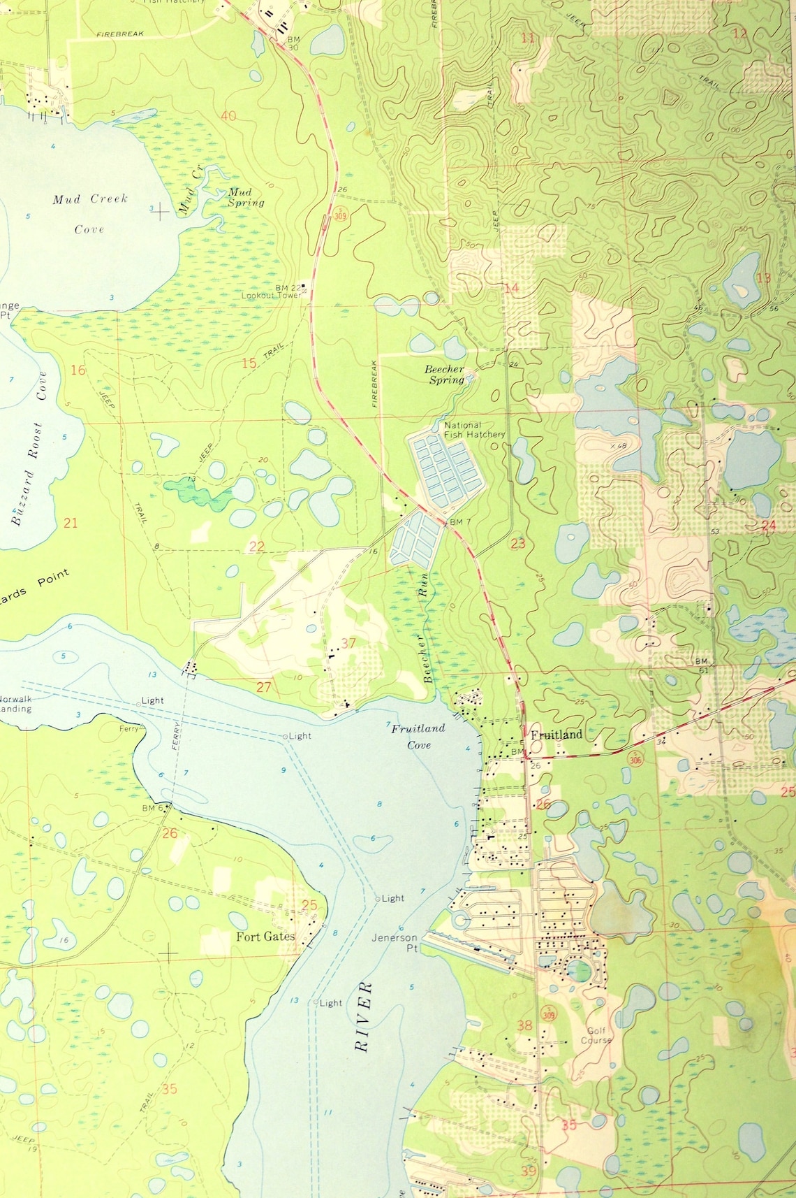 Welaka Map of Fruitland Florida Wall Decor Art LARGE Etsy Nederland