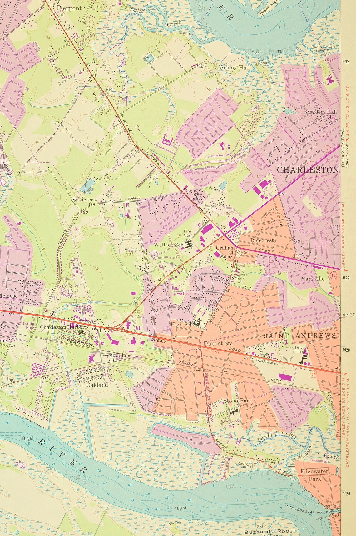 Fort Bull Map of Saint Andrews South Carolina Art Print Wall Etsy