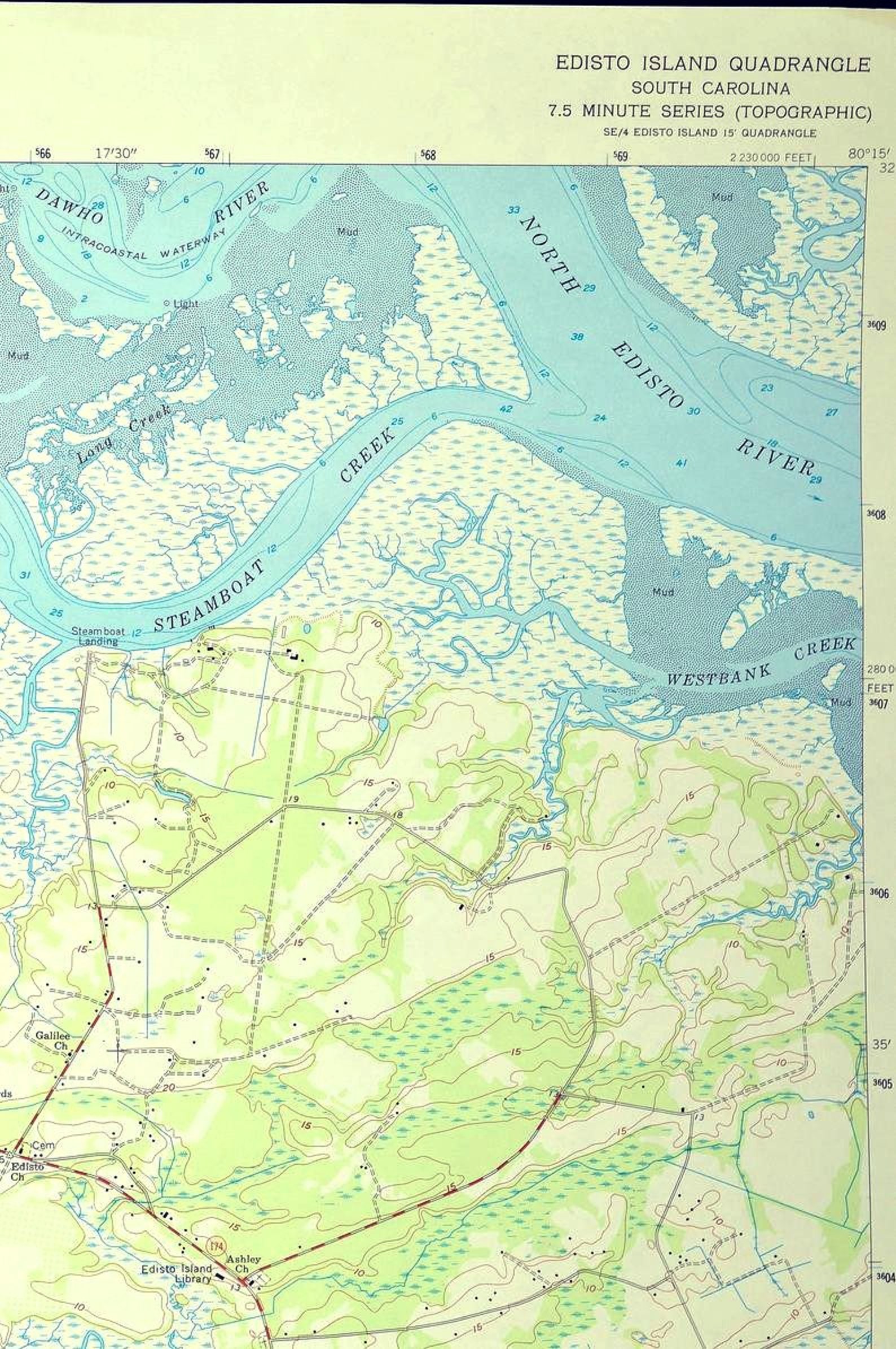Edisto Island Map of Edisto Beach State Park South Carolina Etsy