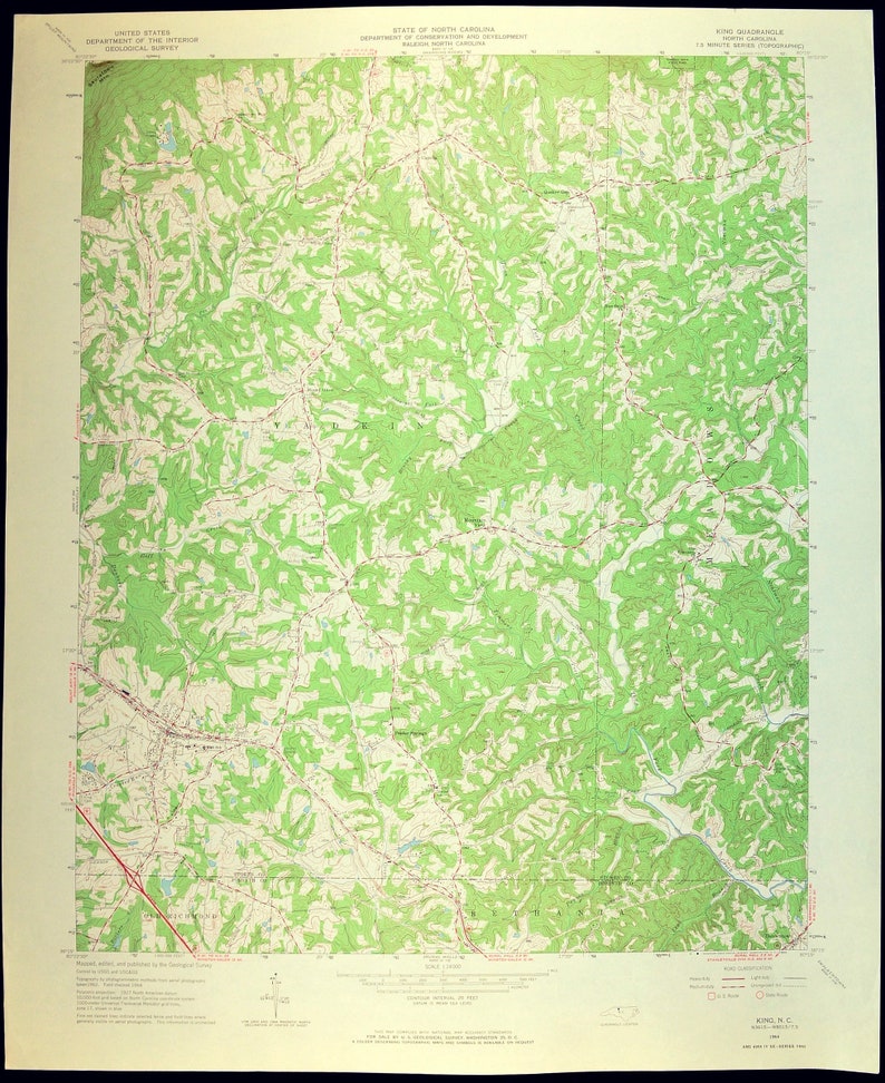 King North Carolina Map of Mount Olive Art Print Wall LARGE Etsy