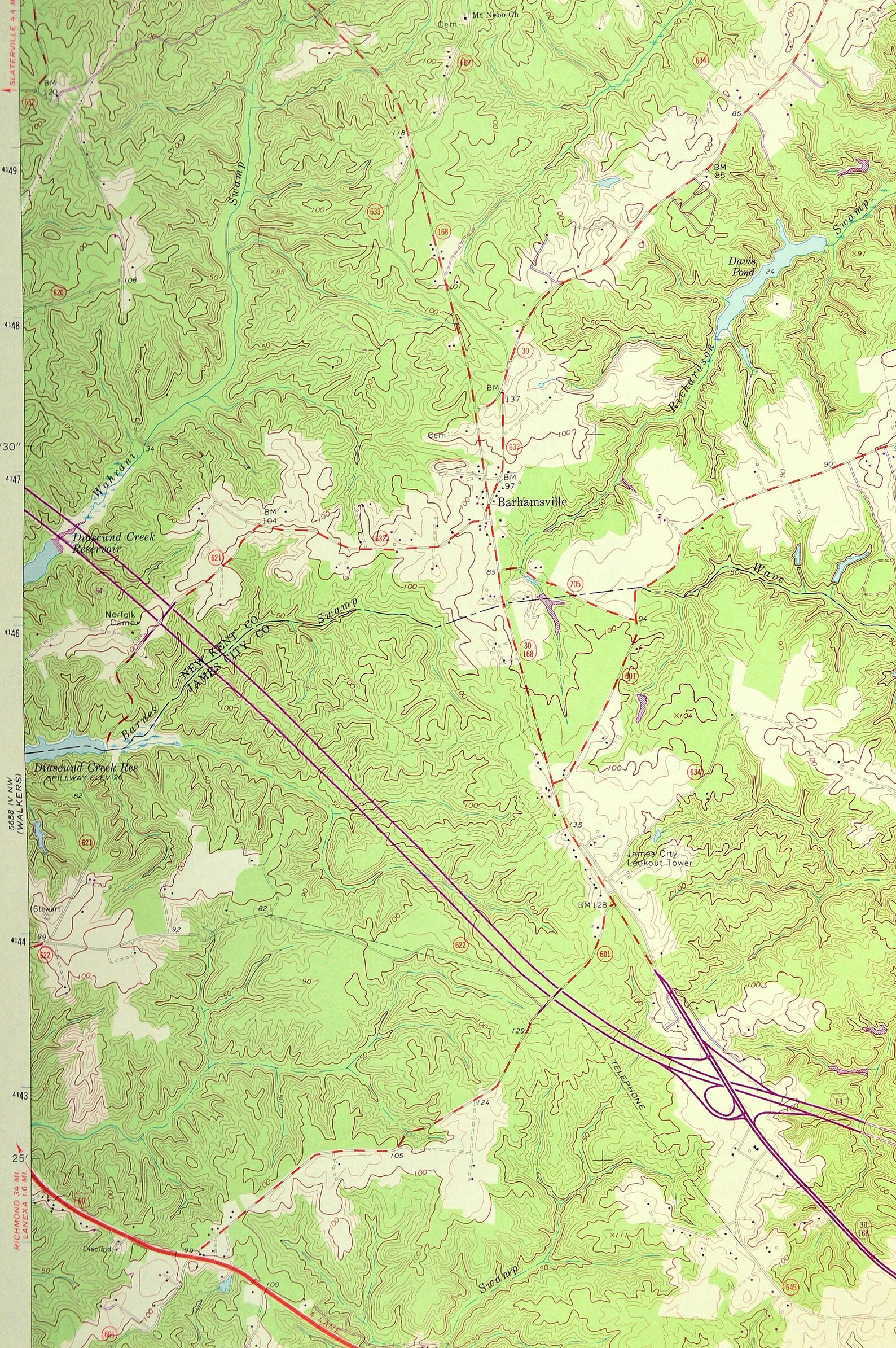 Toano Map of Barhamsville Virginia Art Print Wall Decor LARGE Etsy