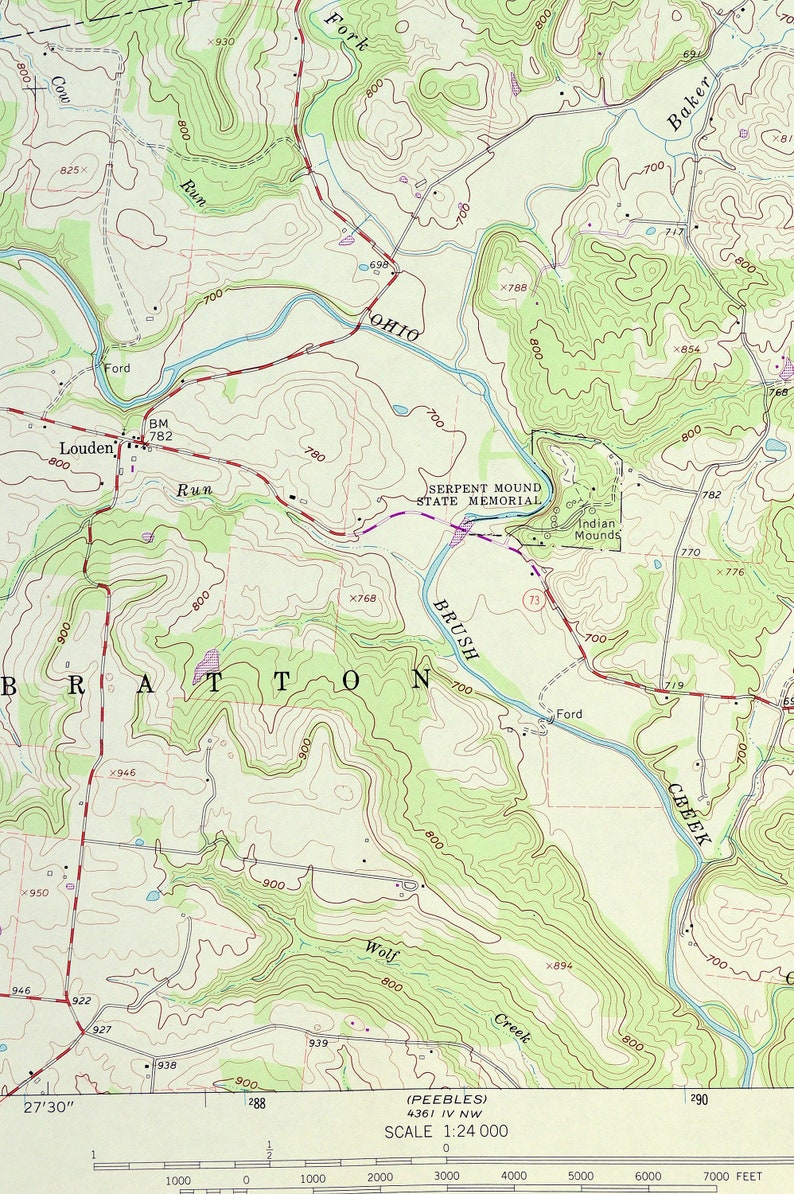 Sinking Spring Map of Serpent Mound State Memorial Ohio Print Etsy