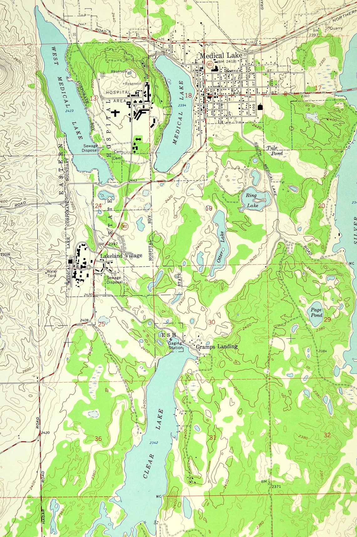 Medical Lake Map of Lakeland Village Washington Print Wall Etsy