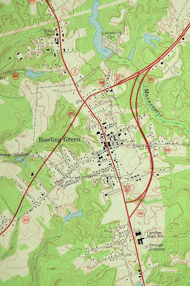 Bowling Green Map of Fort AP Hill Military Reservation Etsy