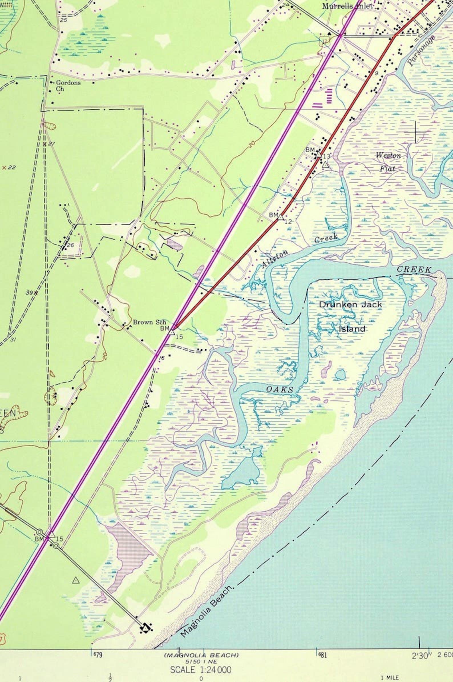 Brookgreen Gardens Map of Murrells Inlet South Carolina Art - Etsy