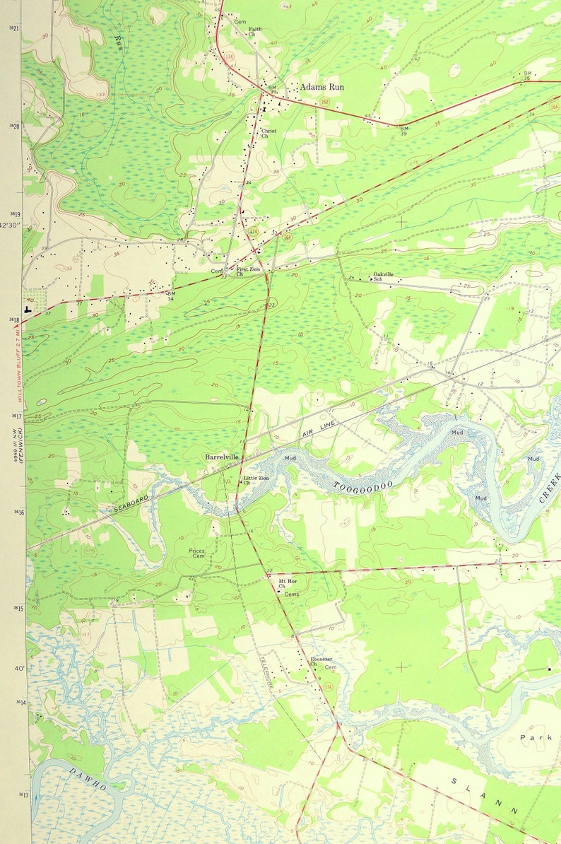Adams Run Map of Baptist Hill South Carolina Large Topographic Etsy
