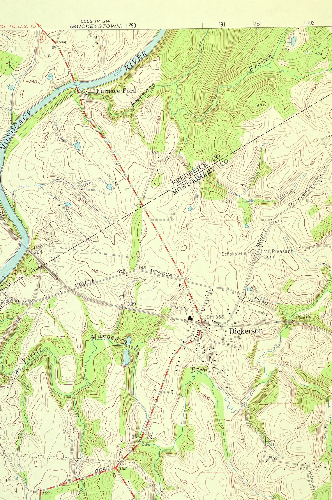 Poolesville Map of Dickerson Virginia Wall Art Print LARGE Etsy